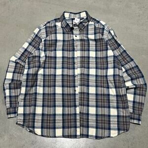 Ll bean blue plaid flannel shirt